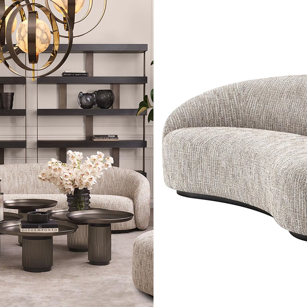 Диван Eichholtz Sofa Amore Бежево-серый Черный