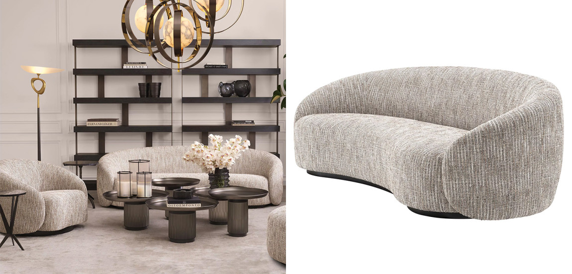 Диван Eichholtz Sofa Amore Бежево-серый Черный