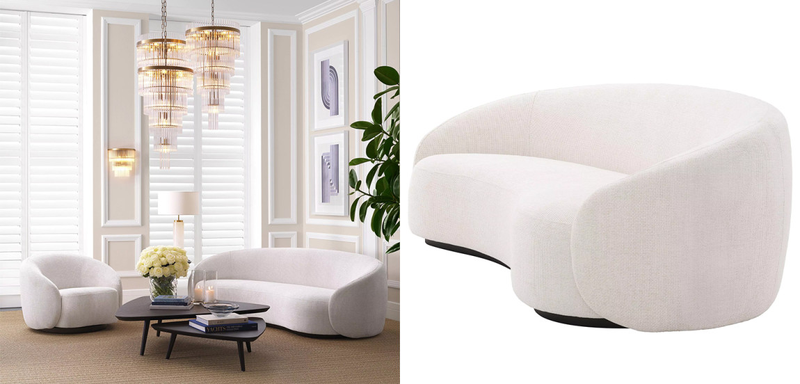 Диван Eichholtz Sofa Amore Молочный Черный