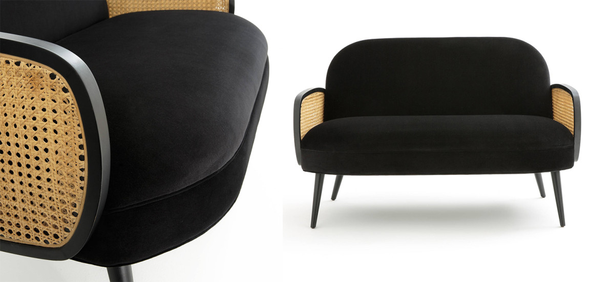 Диван Morten Wicker Black Sofa Черный