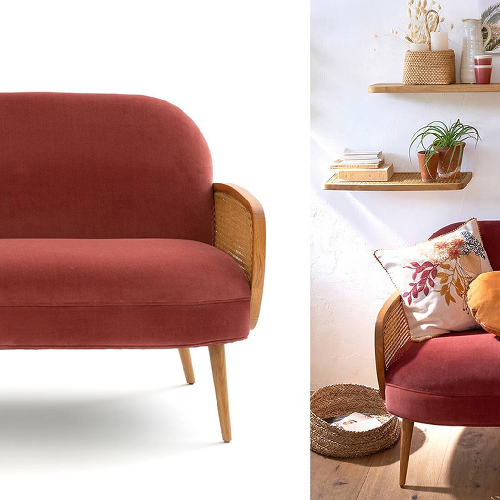 Диван Morten Wicker Crimson Sofa Малиновый