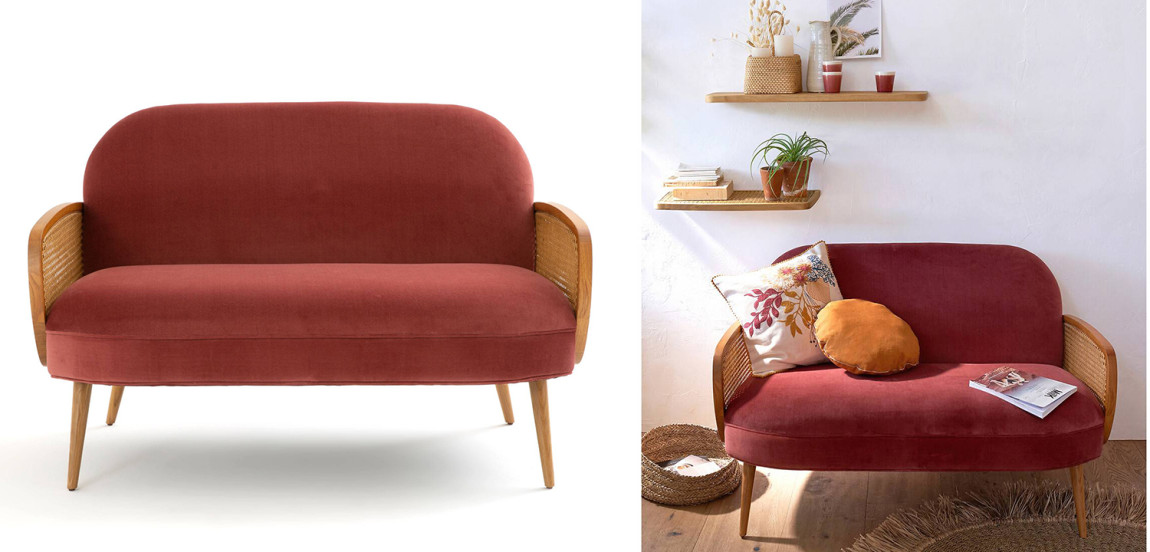 Диван Morten Wicker Crimson Sofa Малиновый