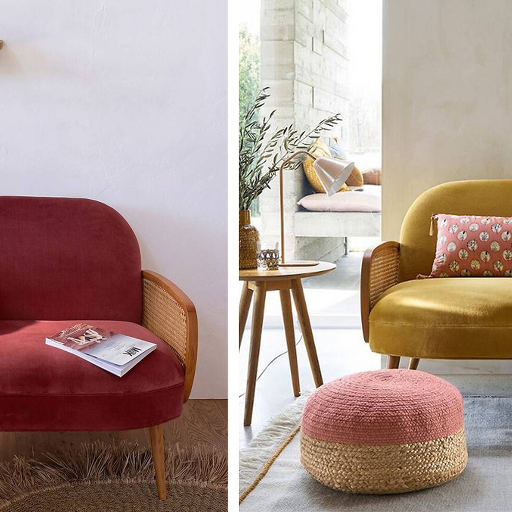 Диван Morten Wicker Sofa Горчичный