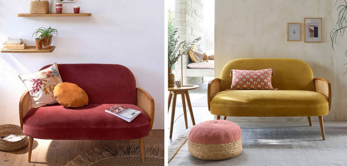 Диван Morten Wicker Sofa Горчичный