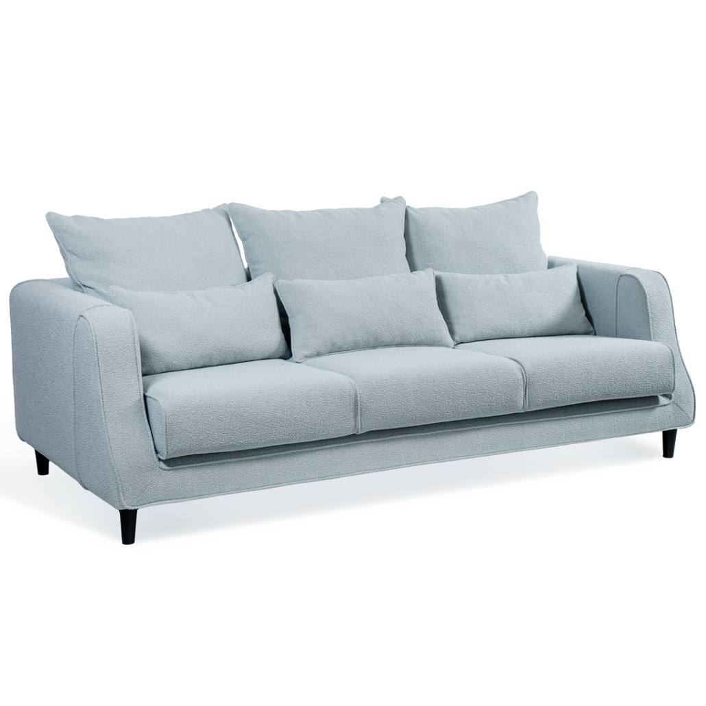 Диван Seldon с мягкими подушками голубое букле