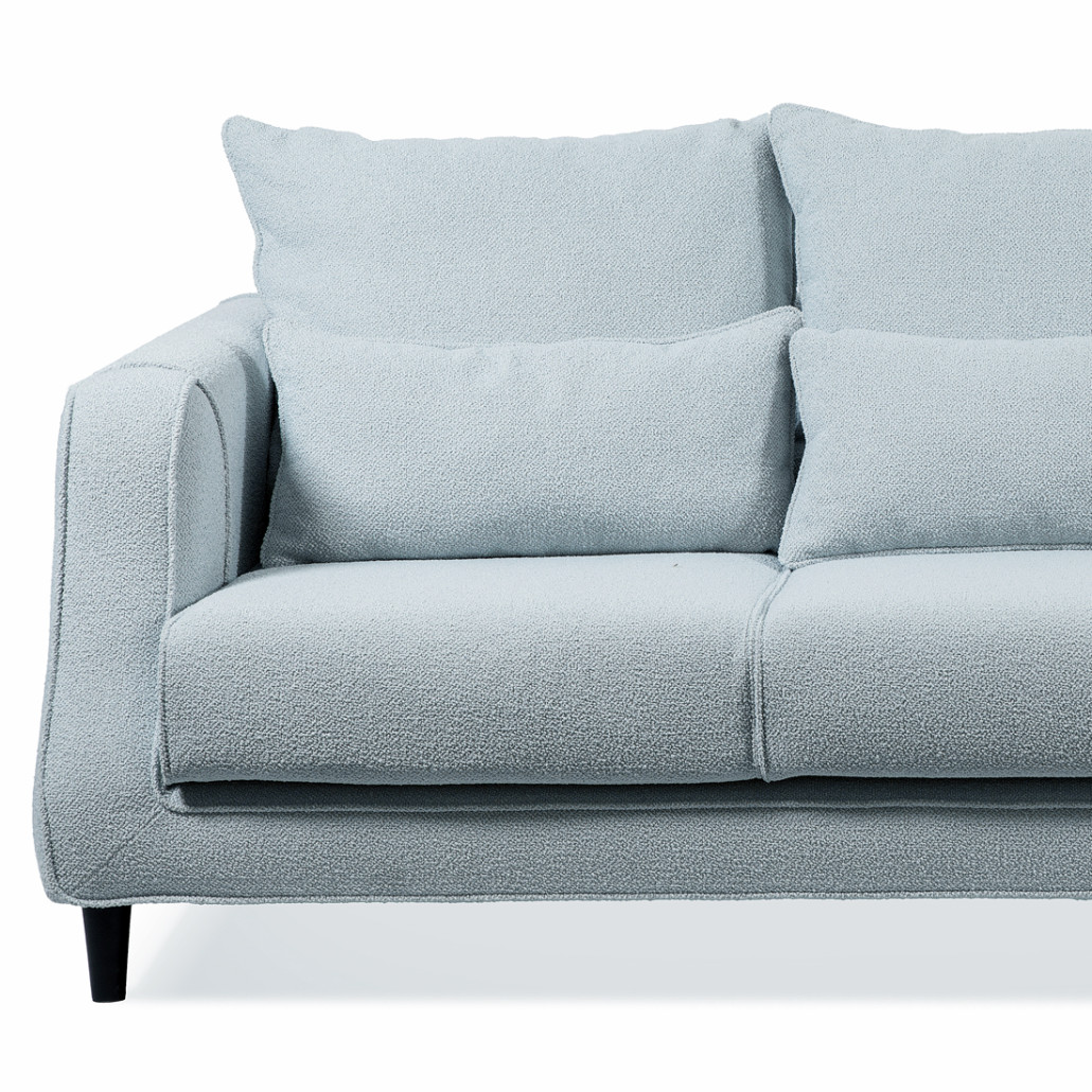 Диван Seldon с мягкими подушками голубое букле