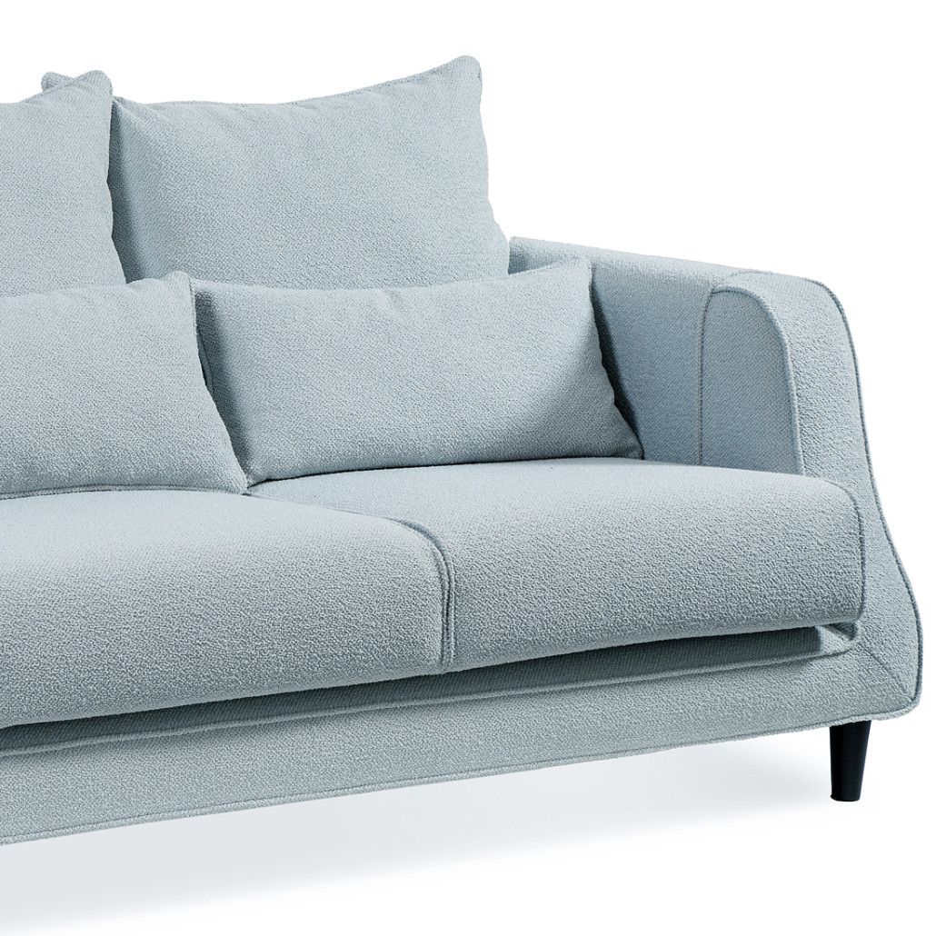 Диван Seldon с мягкими подушками голубое букле