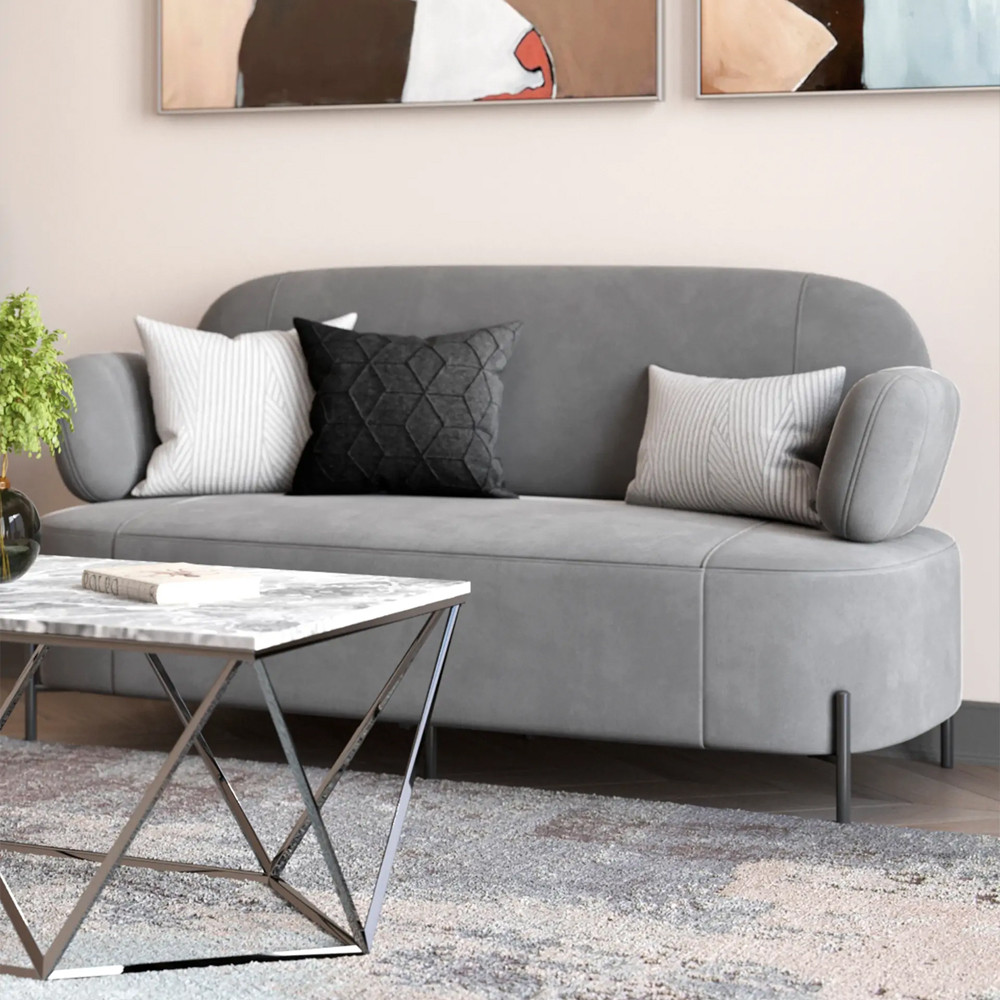 Диван в велюровой обивке серого цвета COLOR BLOCK