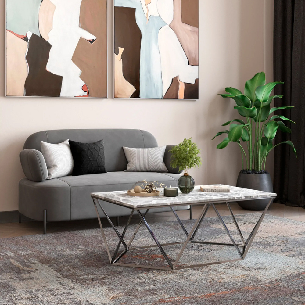 Диван в велюровой обивке серого цвета COLOR BLOCK