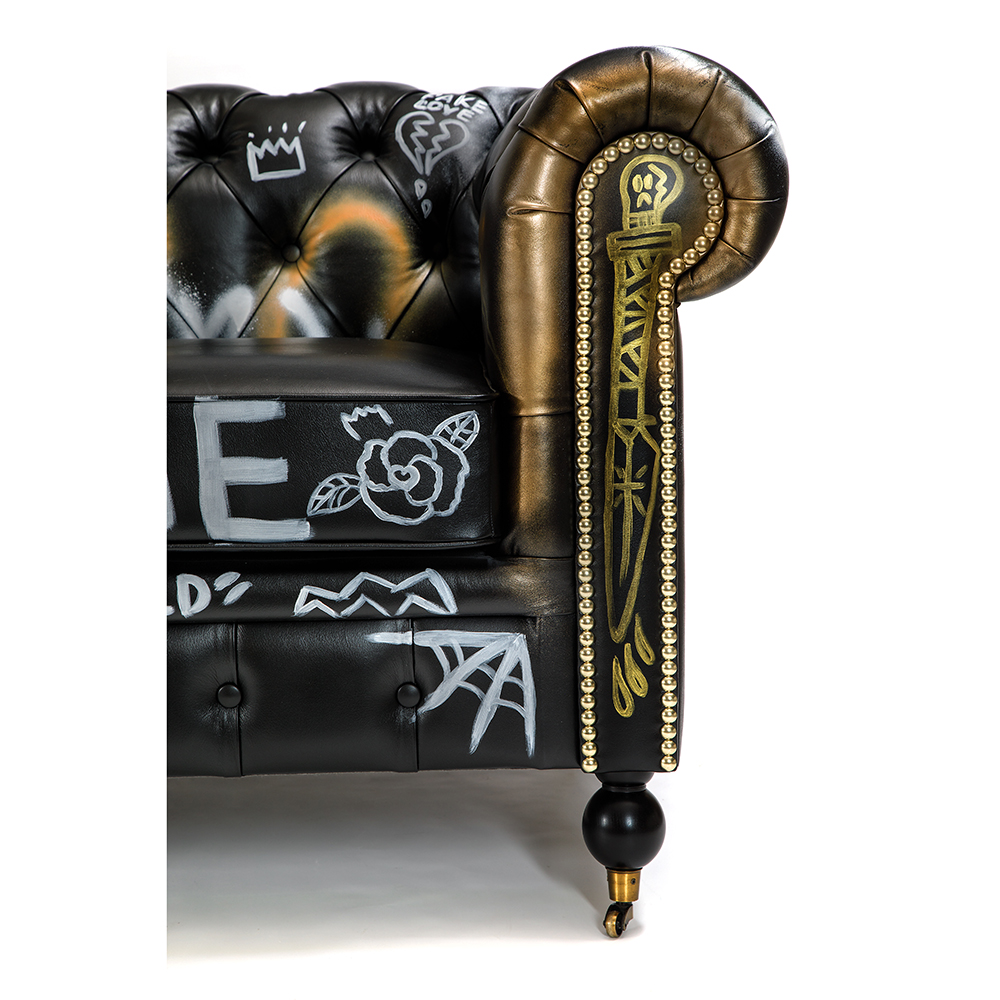 Диван в Лофт Честерфильд граффити из винтажной кожи GRAFFITI PARA Chesterfield