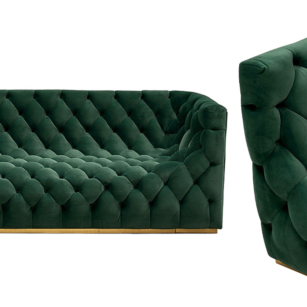Диван велюровый Arwen Green Sofa Зелёный