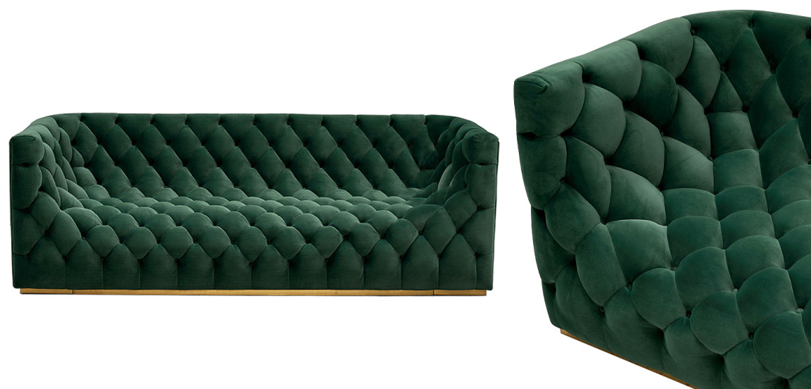 Диван велюровый Arwen Green Sofa Зелёный