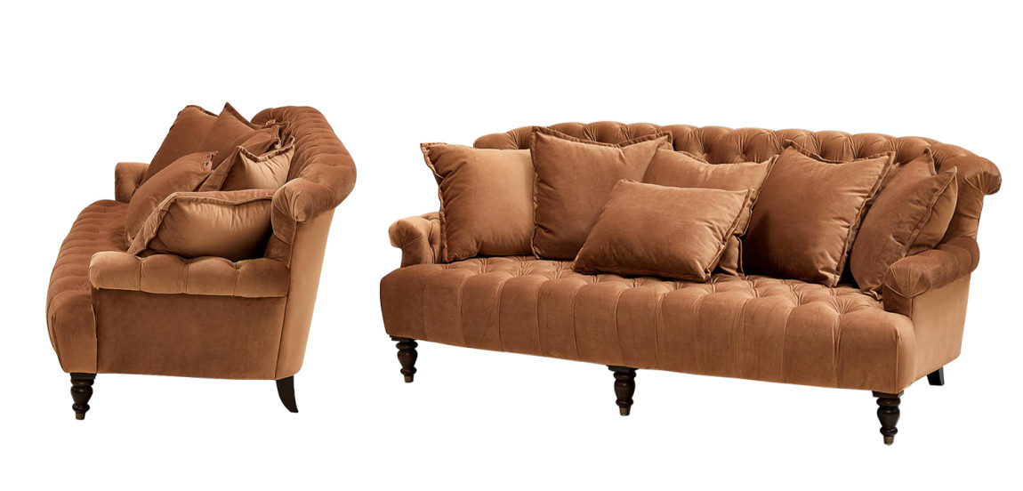Диван велюровый с подушками Welch Sofa