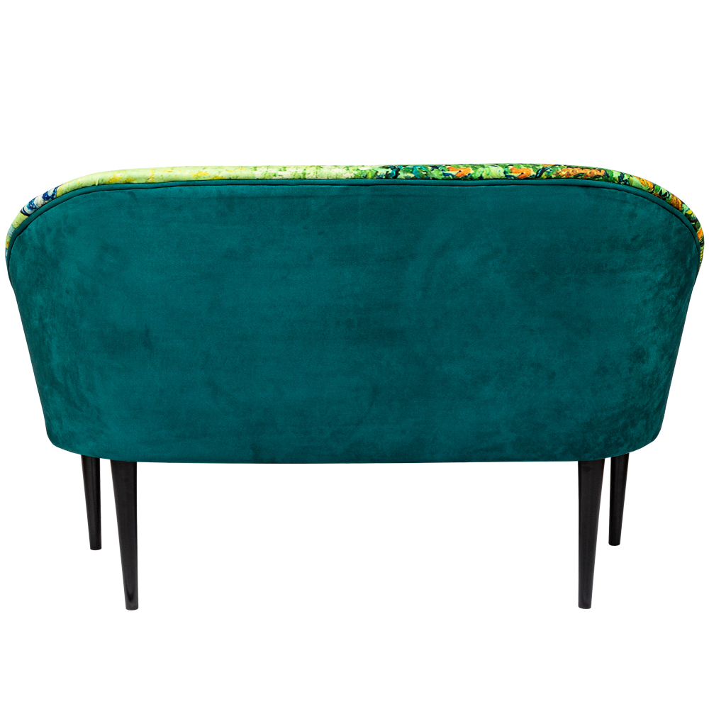 Диван двухместный из натурального бука зеленый с цветочным принтом Impressionism in Art