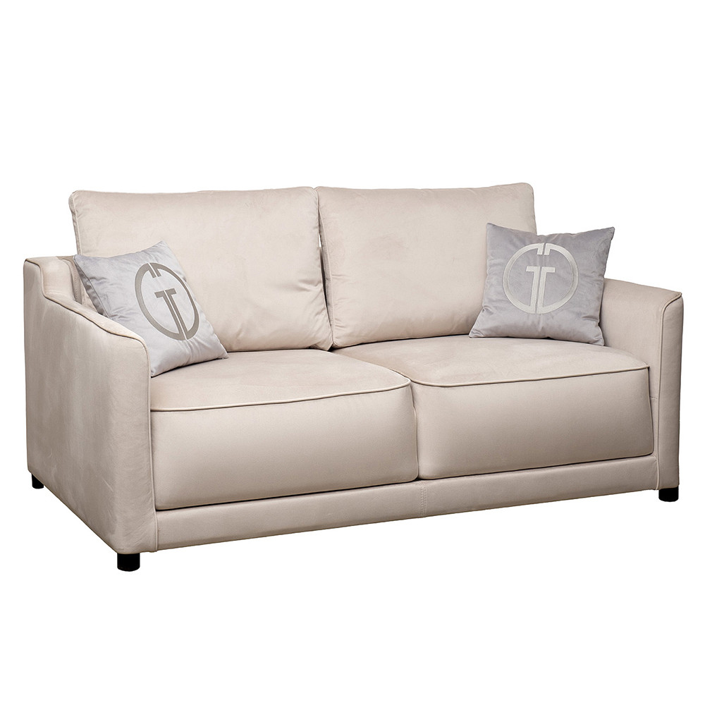 Диван двухместный раскладной светло-серый с кантом Pride