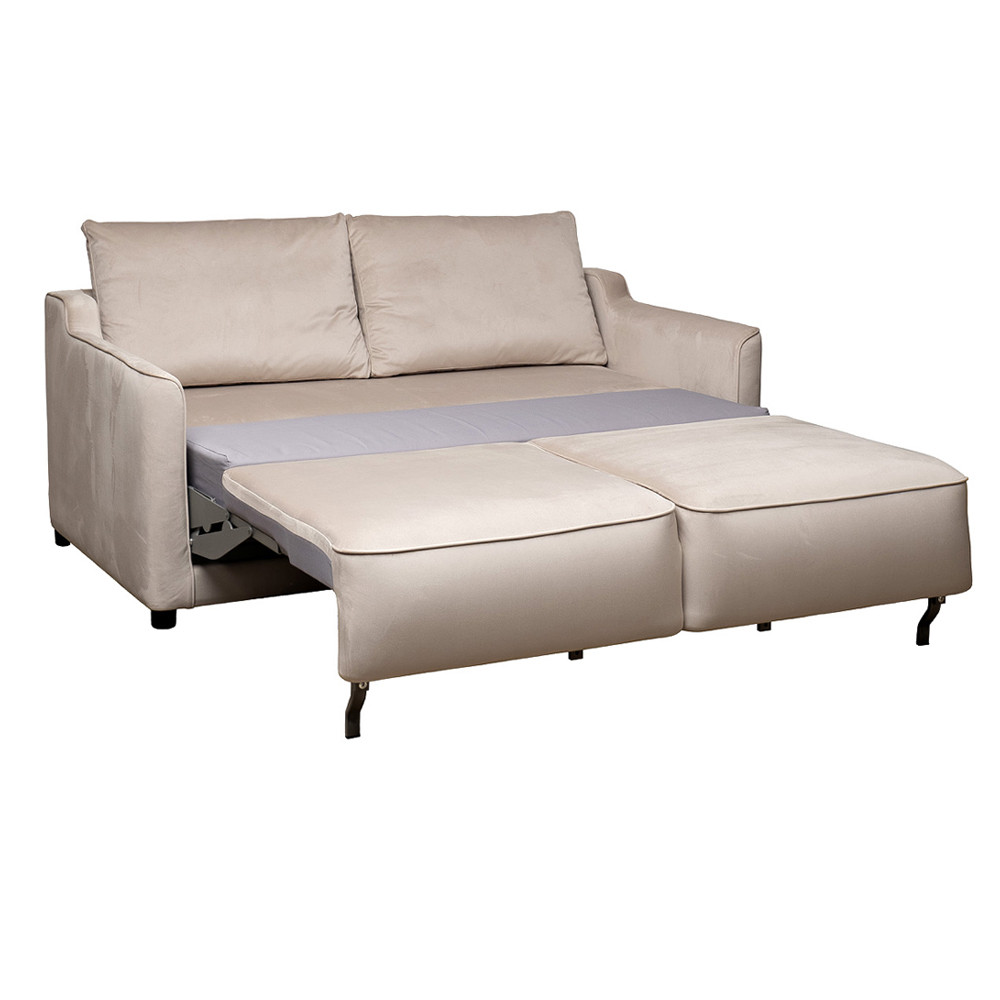 Диван двухместный раскладной светло-серый с кантом Pride