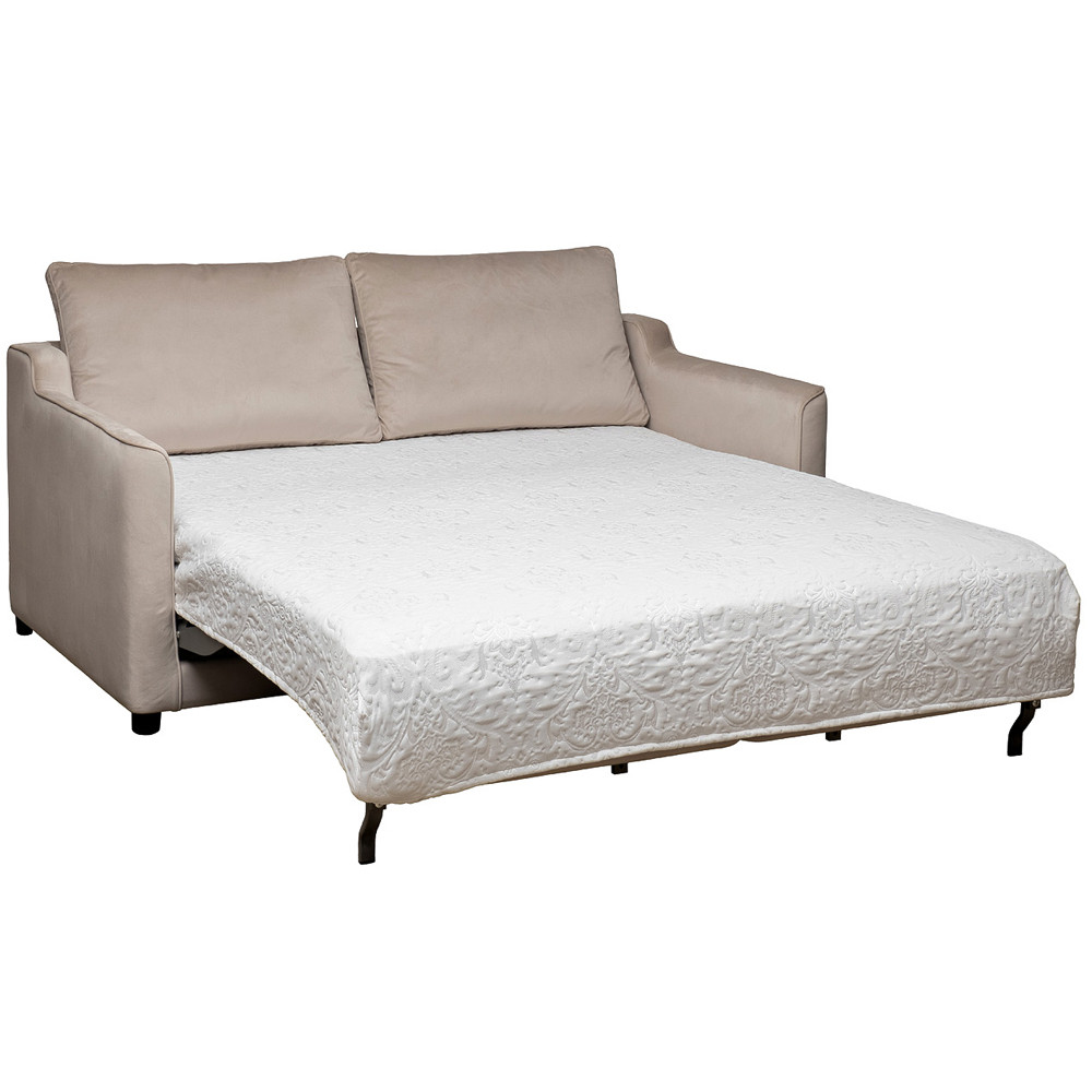 Диван двухместный раскладной светло-серый с кантом Pride