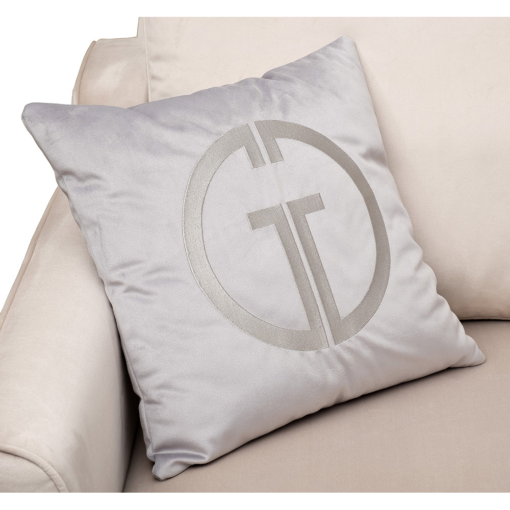 Диван двухместный раскладной светло-серый с кантом Pride