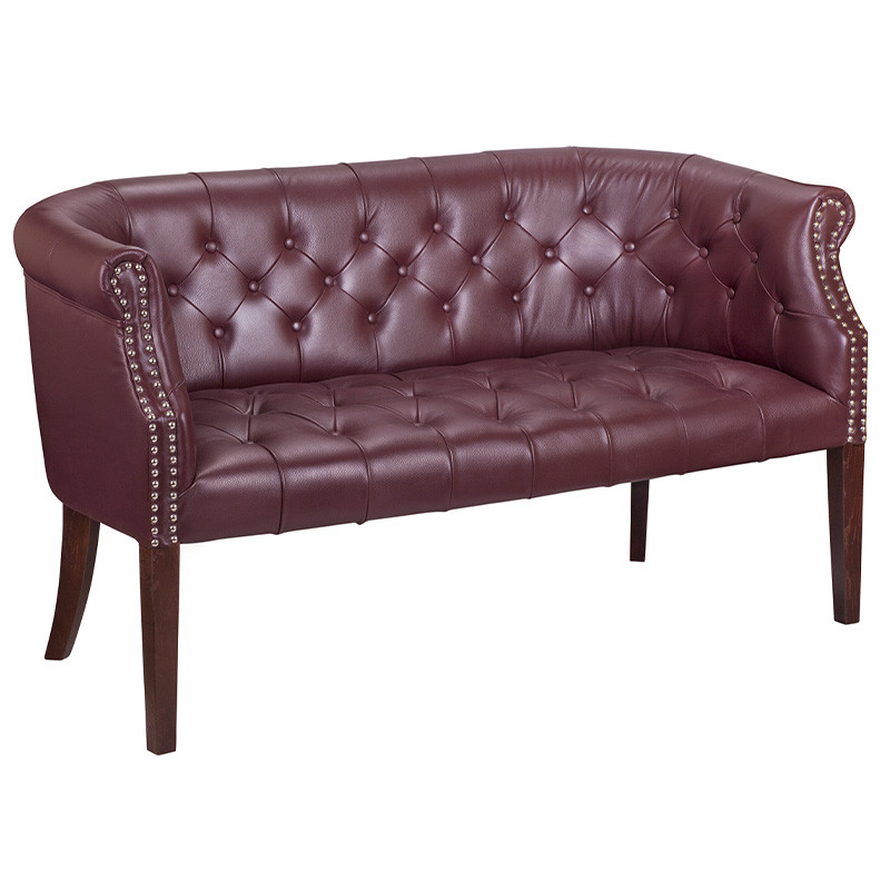 Диван из натуральной кожи на 4-х деревянных ножках из массива бука Chloe Leather Seating vine