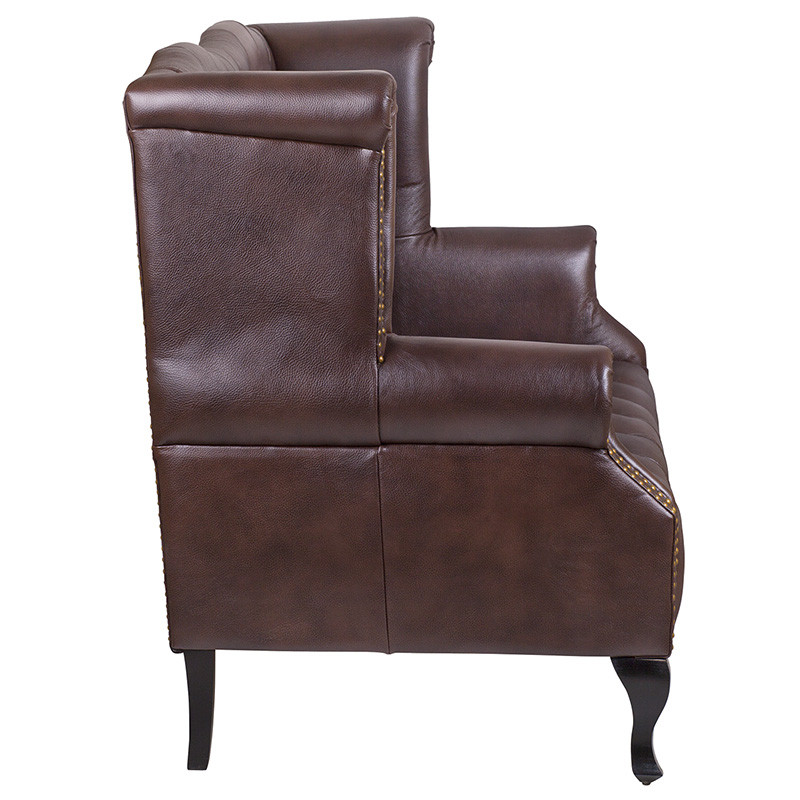 Диван из натуральной кожи на 4-х деревянных ножках из массива бука Thomas Seating brown