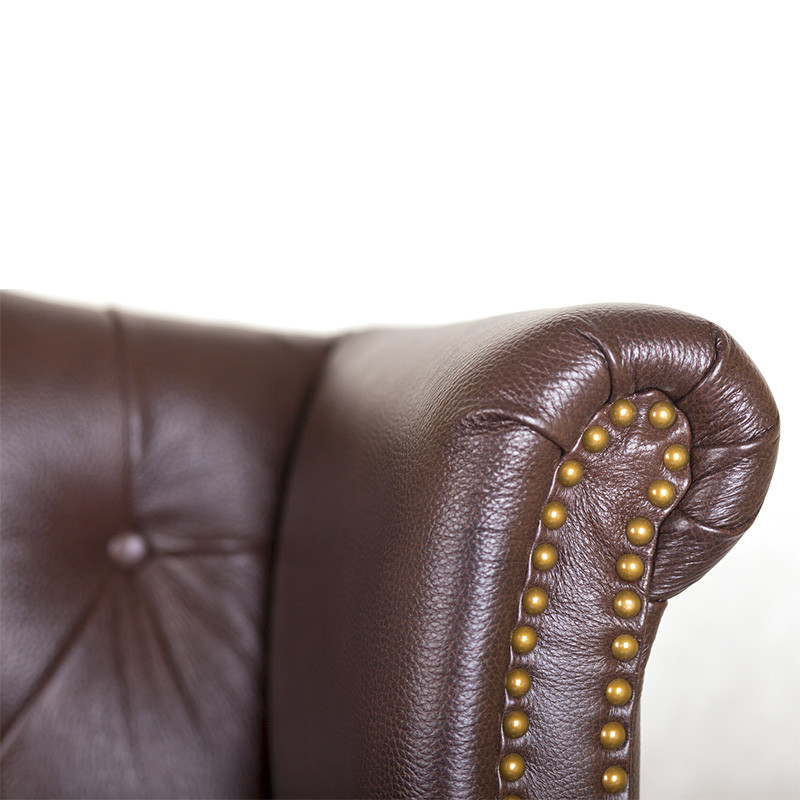 Диван из натуральной кожи на 4-х деревянных ножках из массива бука Thomas Seating brown