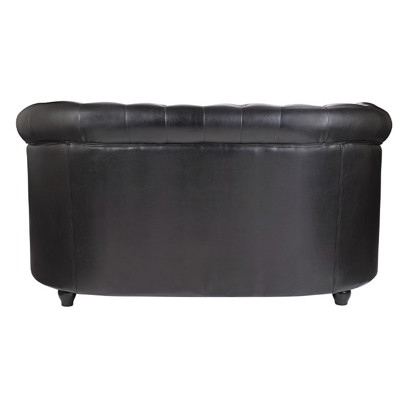 Диван кожаный двухместный на 4-х деревянных ножках из массива березы Logan Leather Seating black