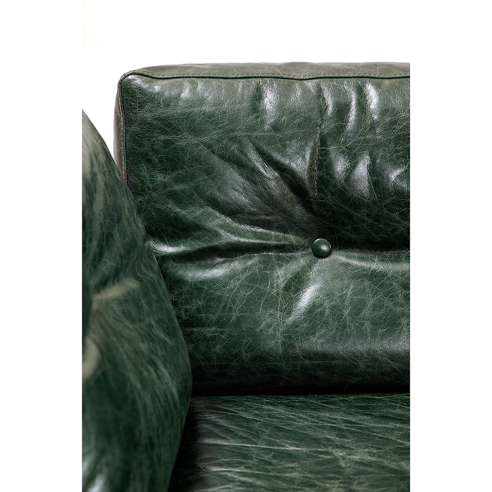 Диван Лофт Натуральная Винтажная кожа Зеленый Two Seat Encounter Leather Sofa