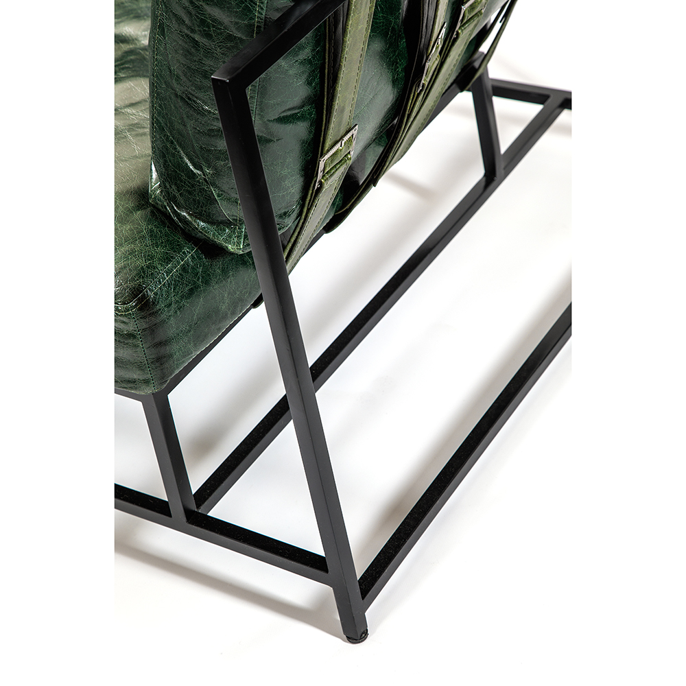 Диван Лофт Натуральная Винтажная кожа Зеленый Two Seat Encounter Leather Sofa