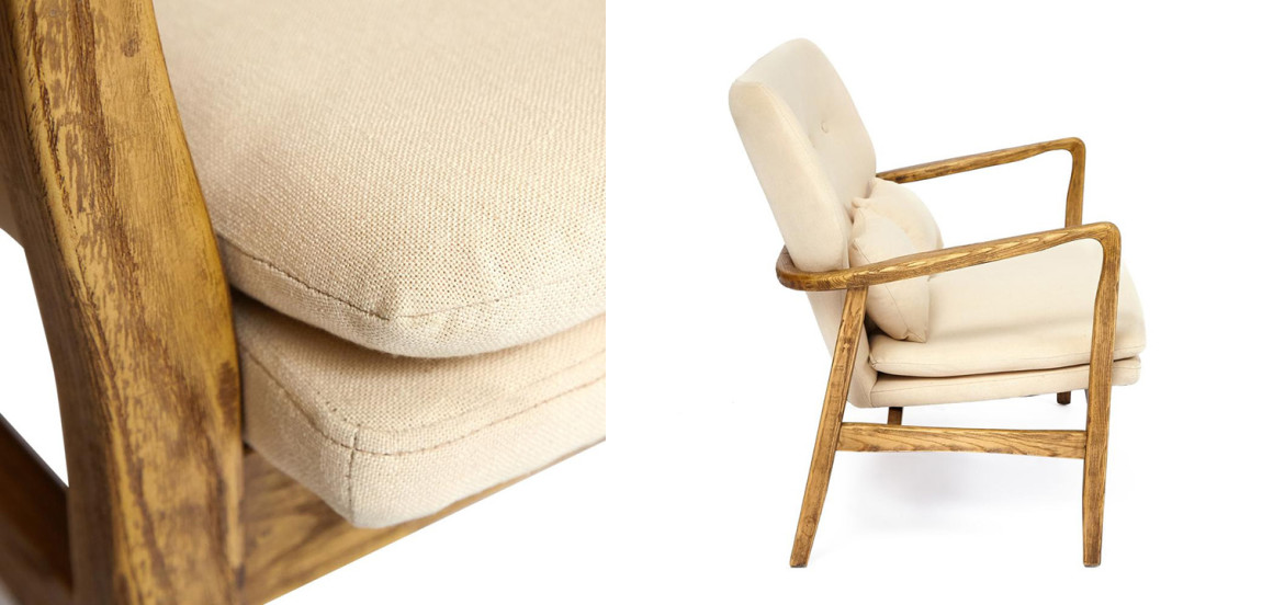 Диван с каркасом из массива дерева Makeshift sofa beige