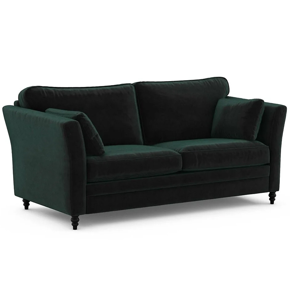 Диван с обивкой из велюра зеленый Gibbs Dark Green Sofa