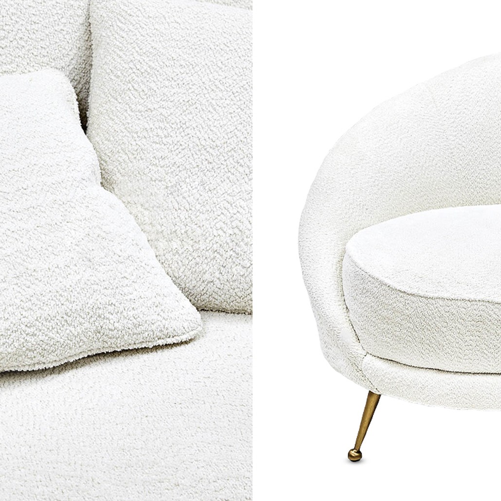 Диван с обивкой из ткани букле Manuel Sofa Белый