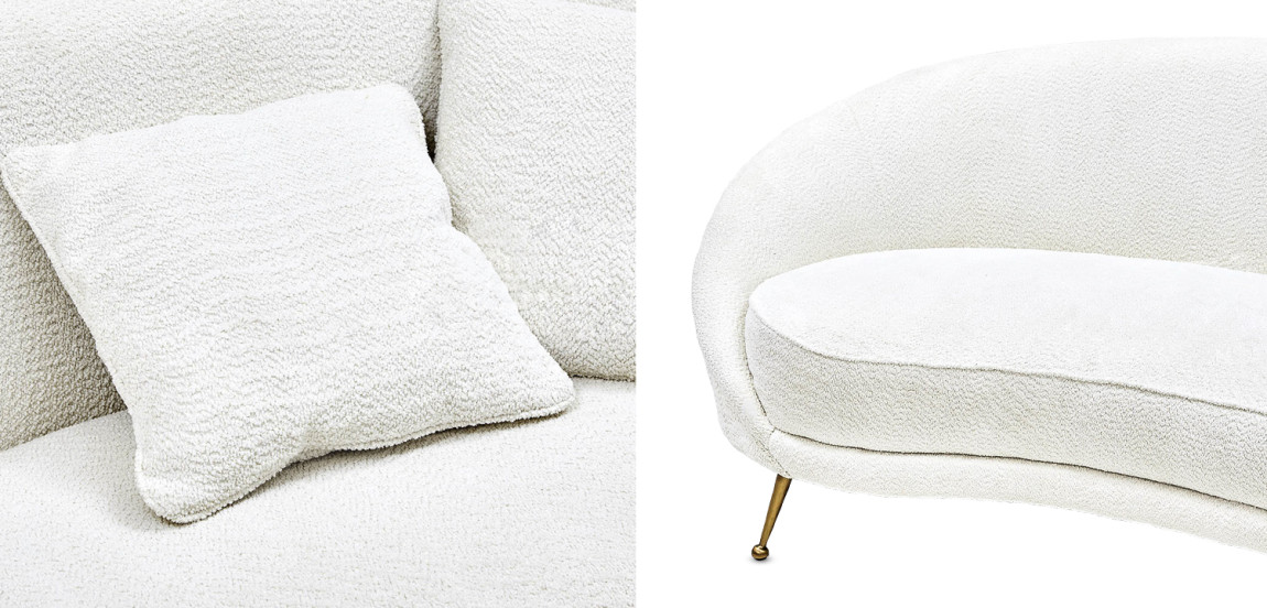 Диван с обивкой из ткани букле Manuel Sofa Белый