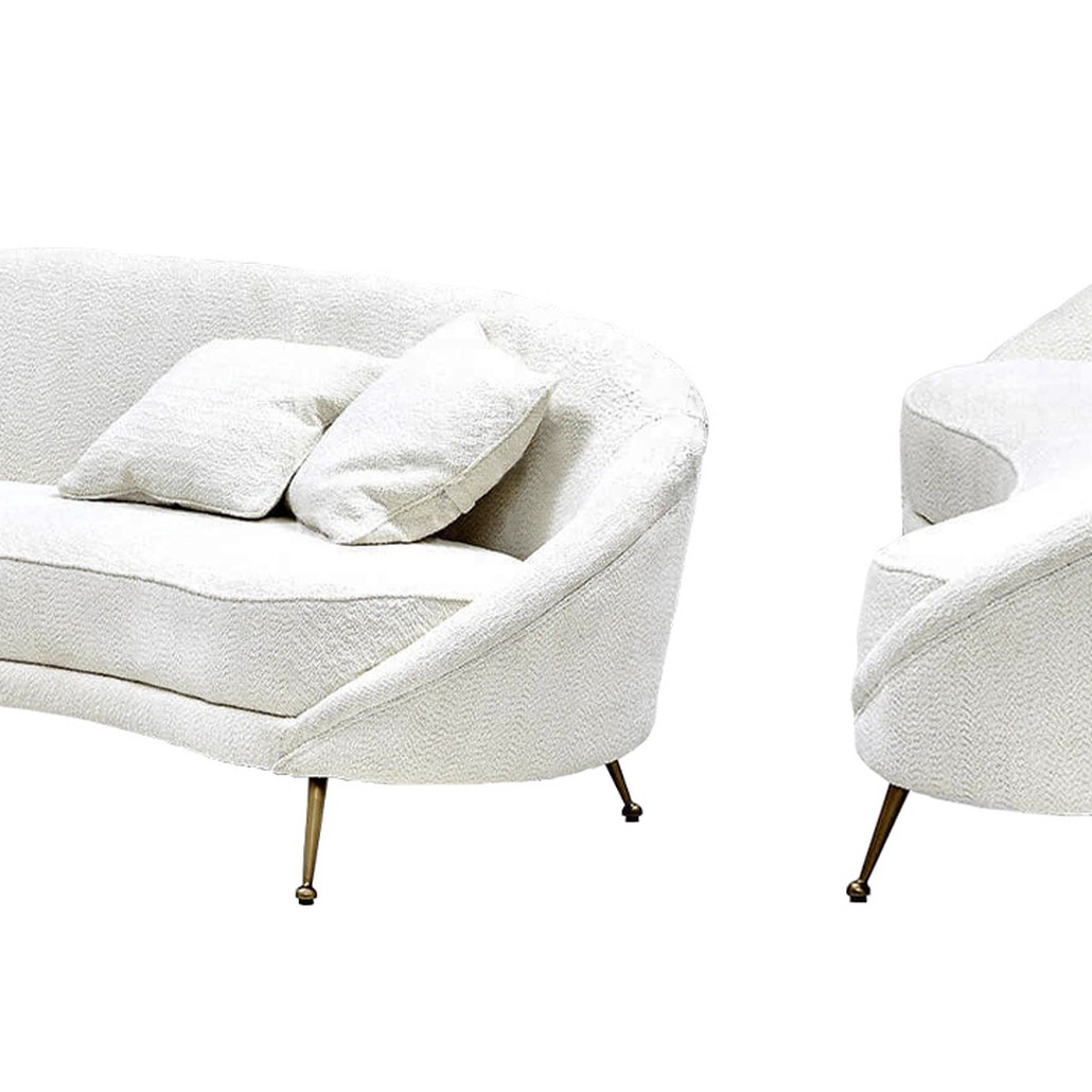 Диван с обивкой из ткани букле Manuel Sofa Белый