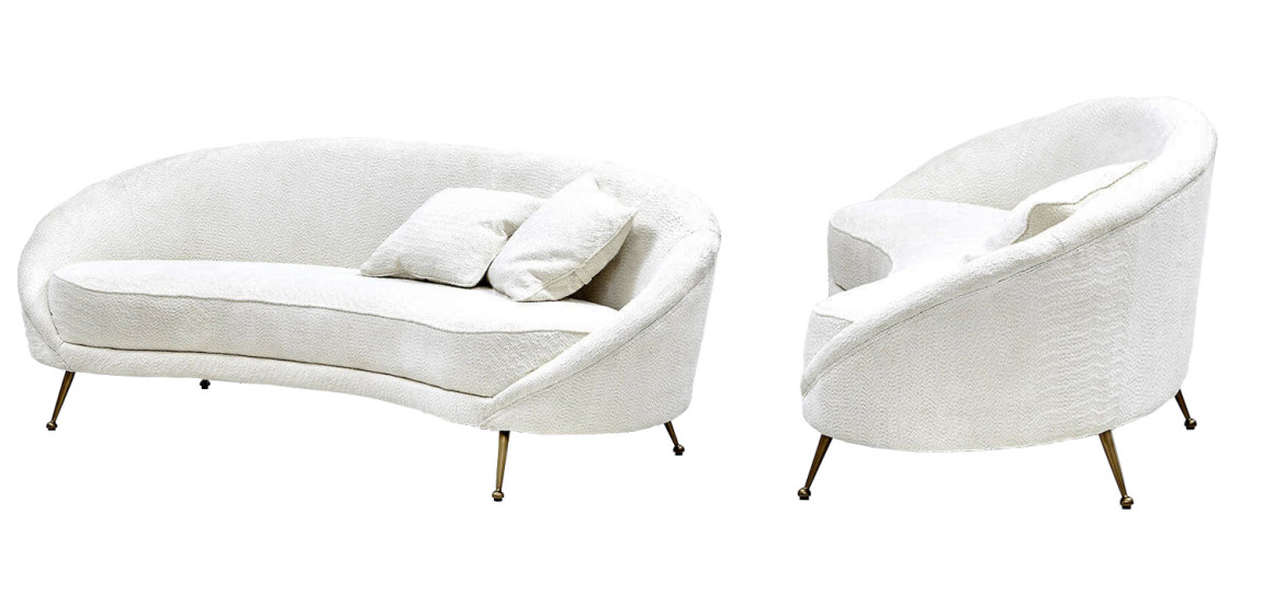 Диван с обивкой из ткани букле Manuel Sofa Белый