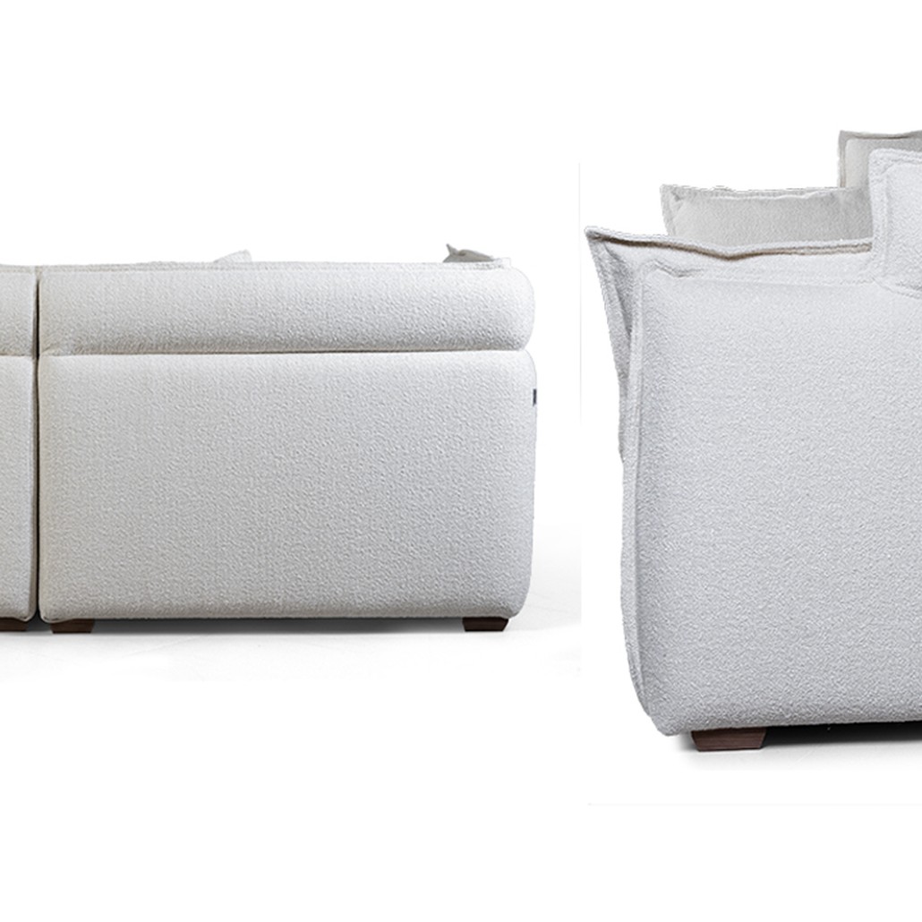 Диван с обивкой из ткани букле Salman Boucle White Sofa Белый