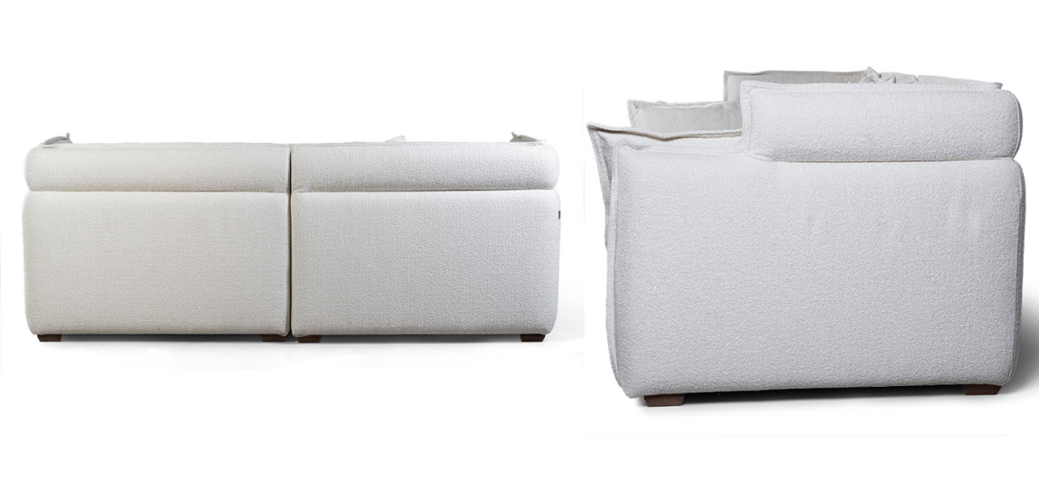Диван с обивкой из ткани букле Salman Boucle White Sofa Белый