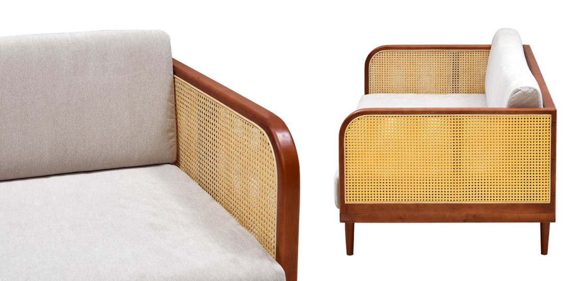 Диван с отделкой из ротанга Nava Rattan Decor Sofa