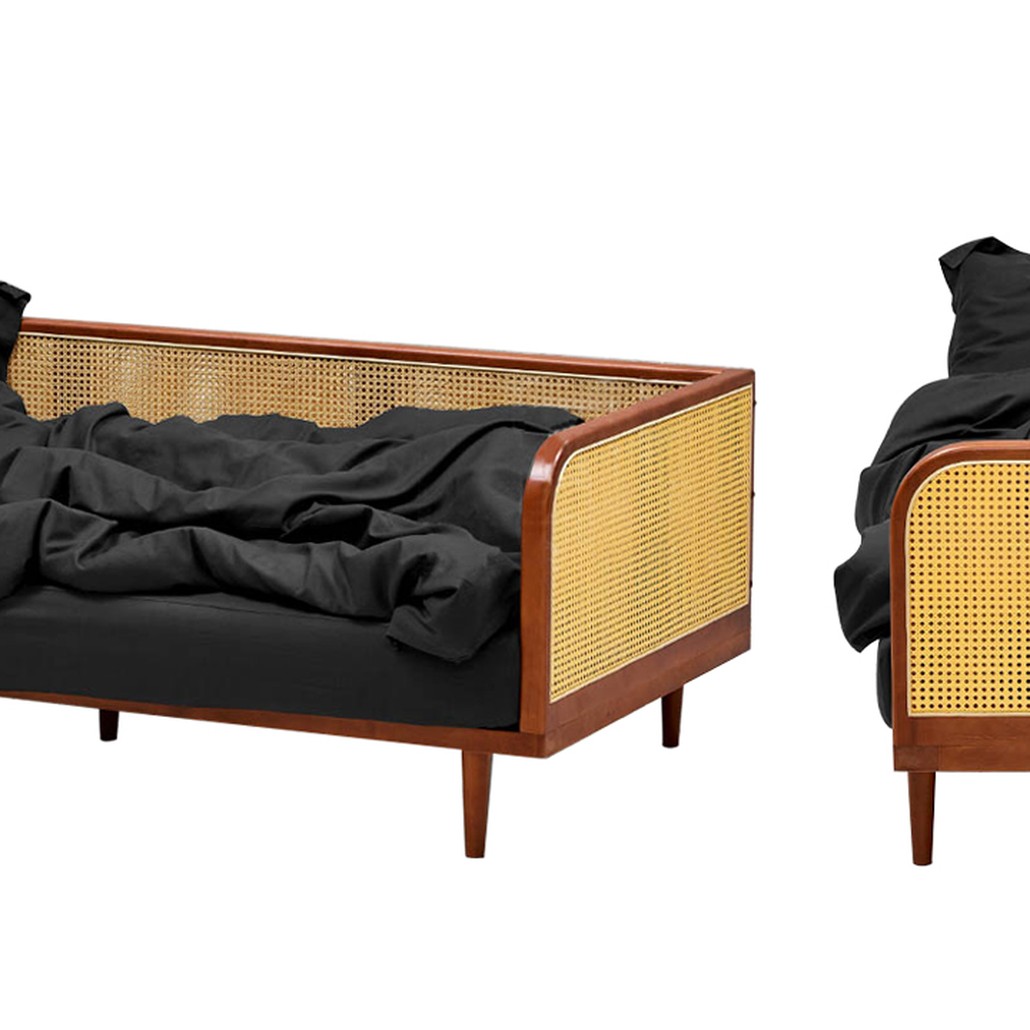 Диван с отделкой из ротанга Nava Rattan Decor Sofa