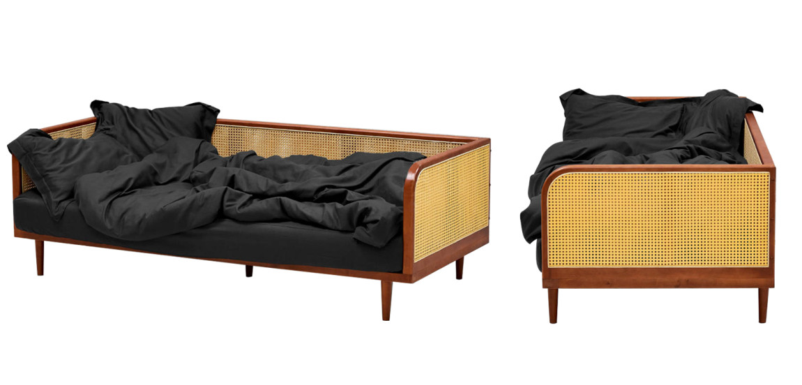 Диван с отделкой из ротанга Nava Rattan Decor Sofa