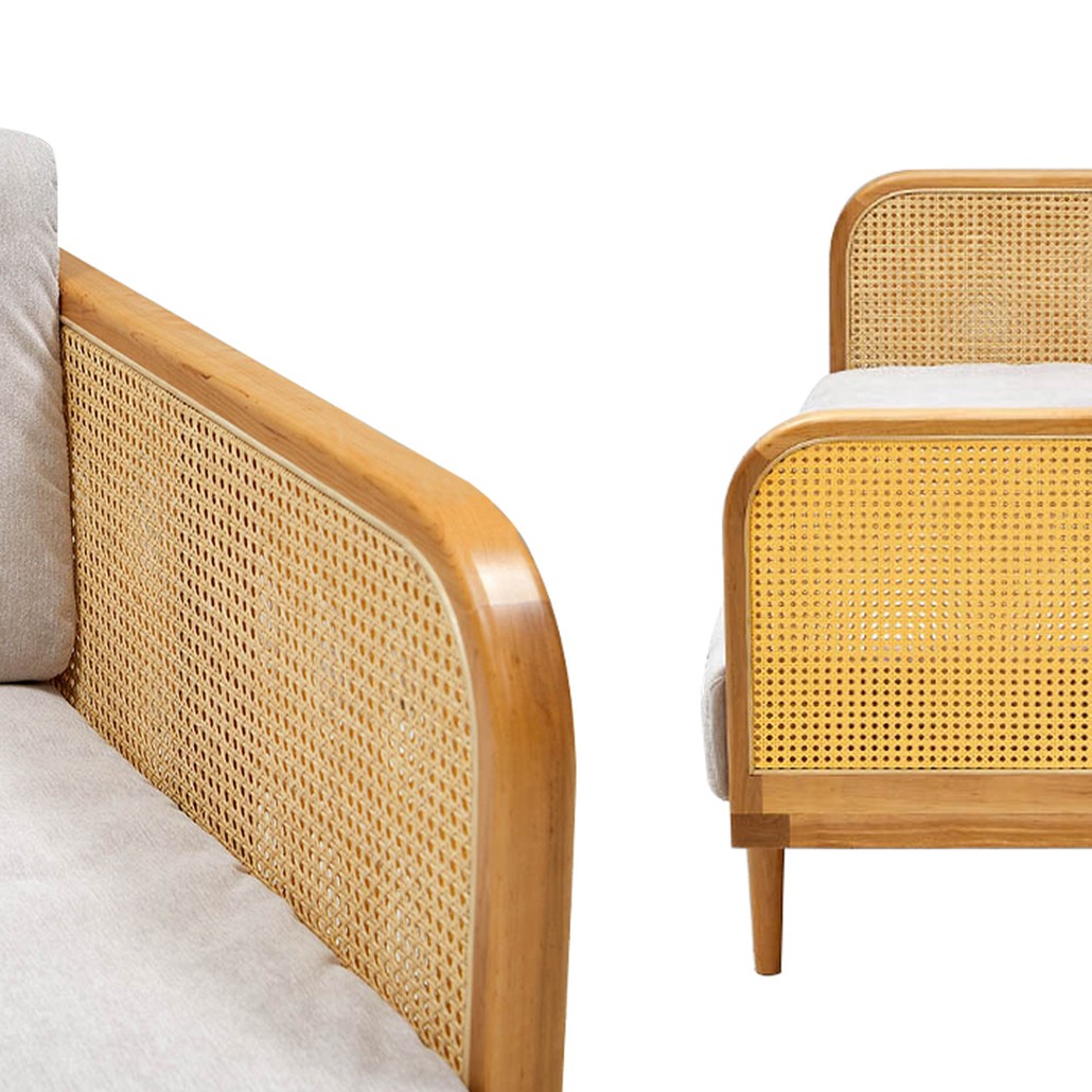 Диван с отделкой из ротанга Nava Rattan Decor Sofa Light
