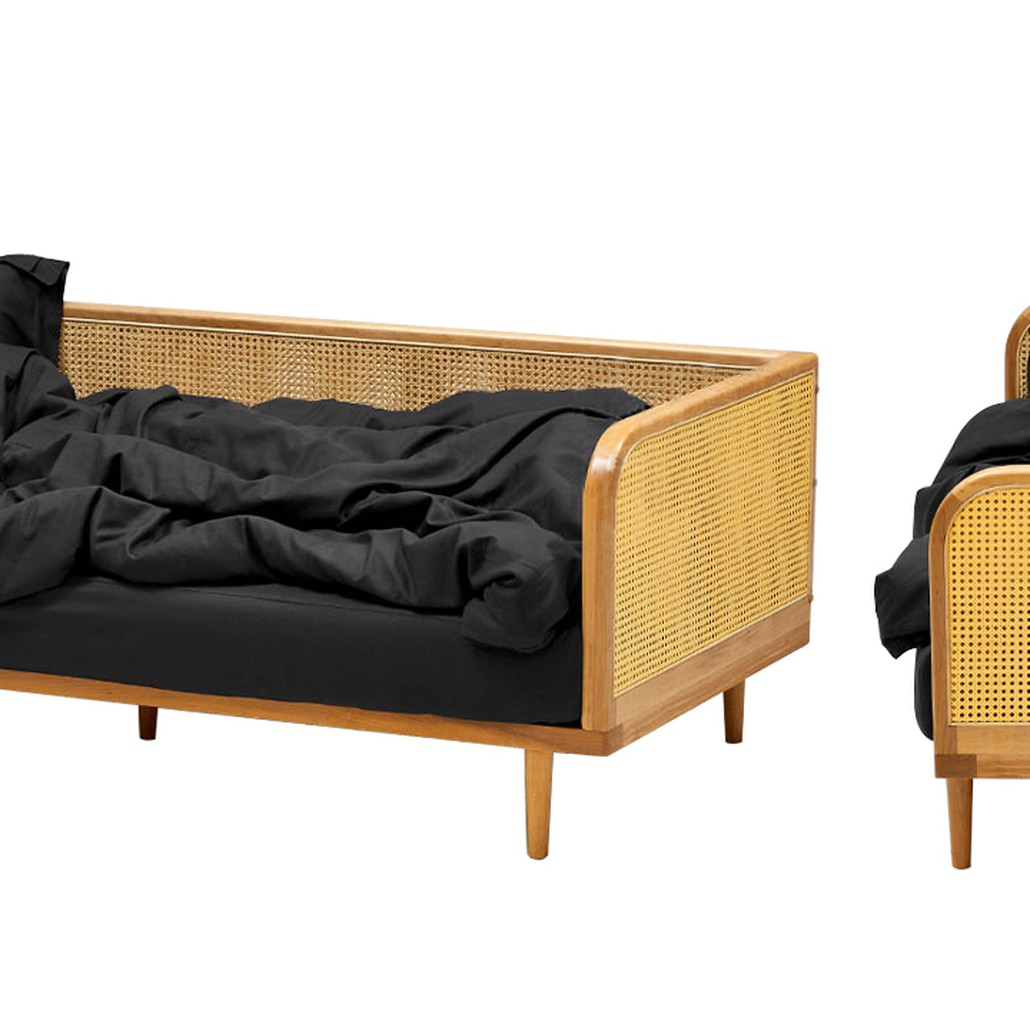 Диван с отделкой из ротанга Nava Rattan Decor Sofa Light
