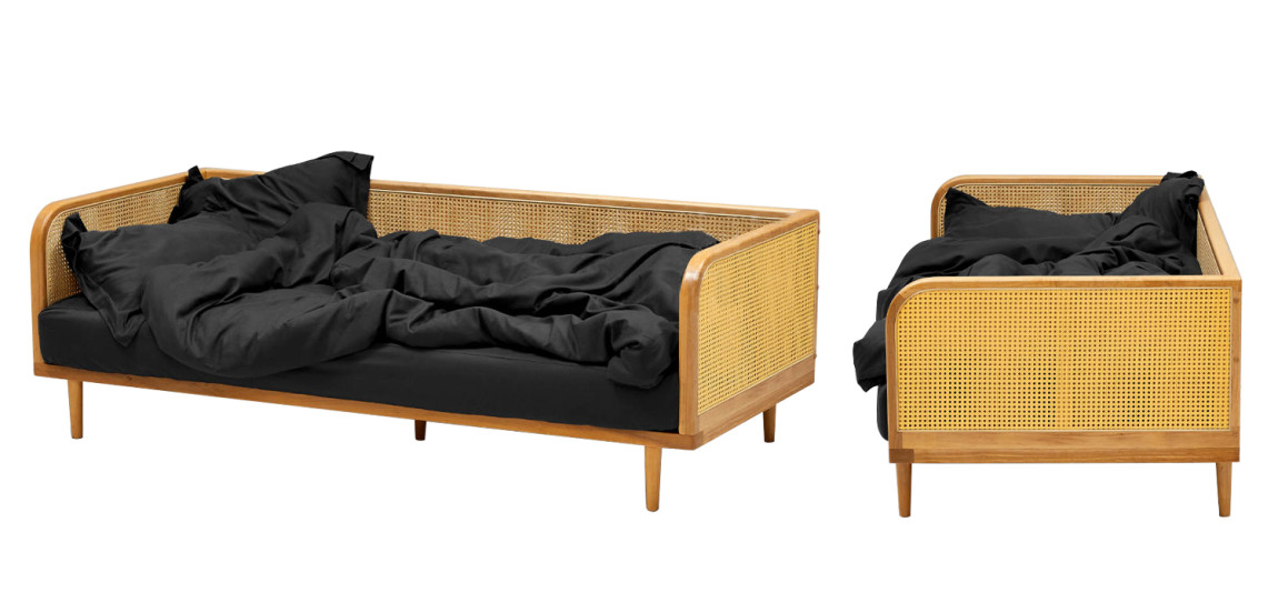 Диван с отделкой из ротанга Nava Rattan Decor Sofa Light