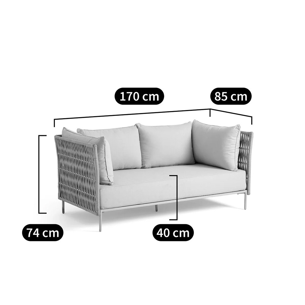 Диван садовый с плетеными ремешками и спинкой  Kleo