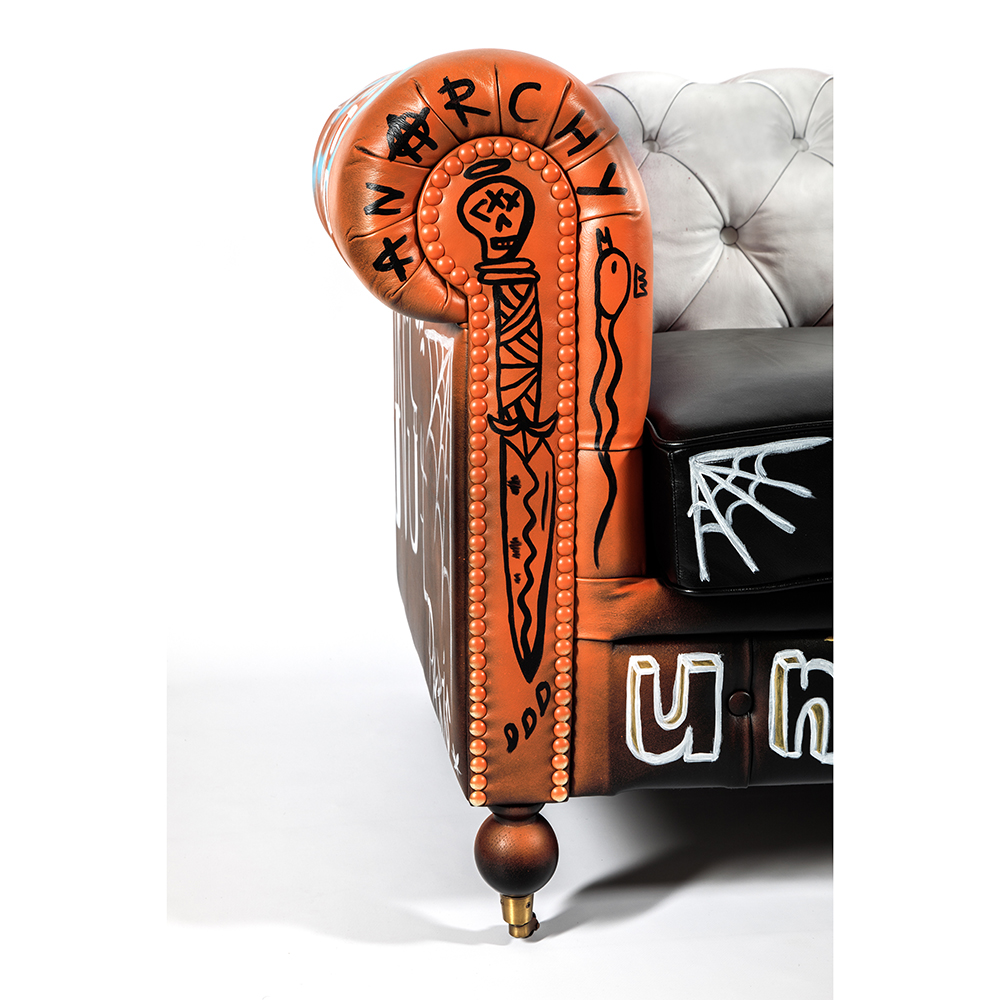 Диван Честерфильд граффити graffiti Orange Sofa натуральная кожа