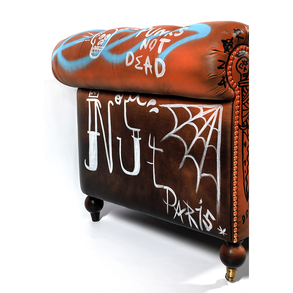 Диван Честерфильд граффити graffiti Orange Sofa натуральная кожа