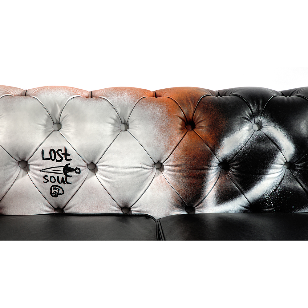 Диван Честерфильд граффити graffiti Orange Sofa натуральная кожа