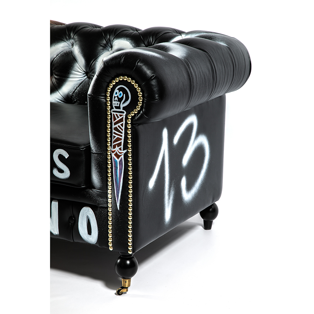 Диван Честерфильд граффити graffiti Orange Sofa натуральная кожа