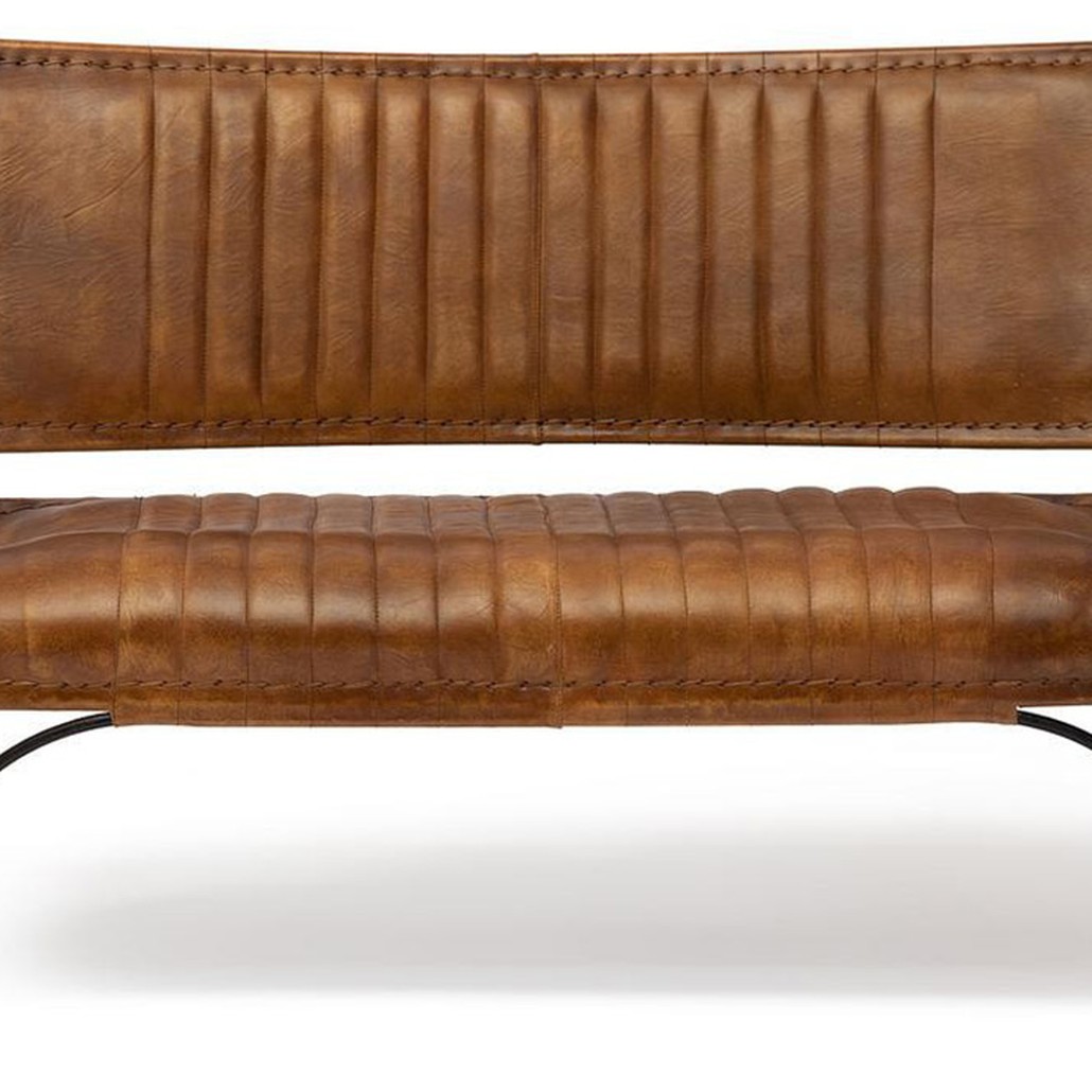 Диван-скамья из натуральной кожи Buffalo Leather Sofa two-seater