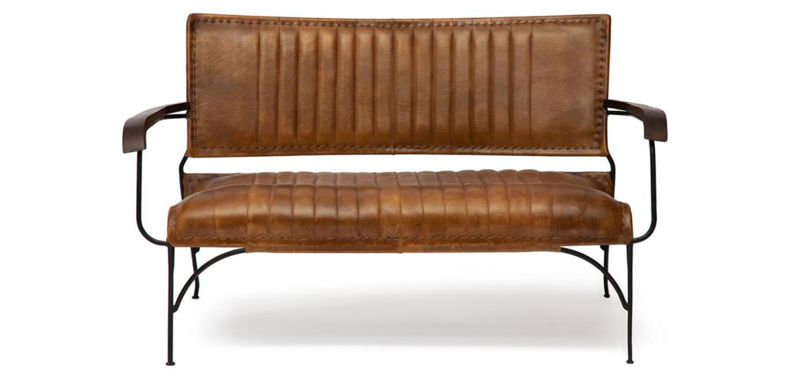 Диван-скамья из натуральной кожи Buffalo Leather Sofa two-seater