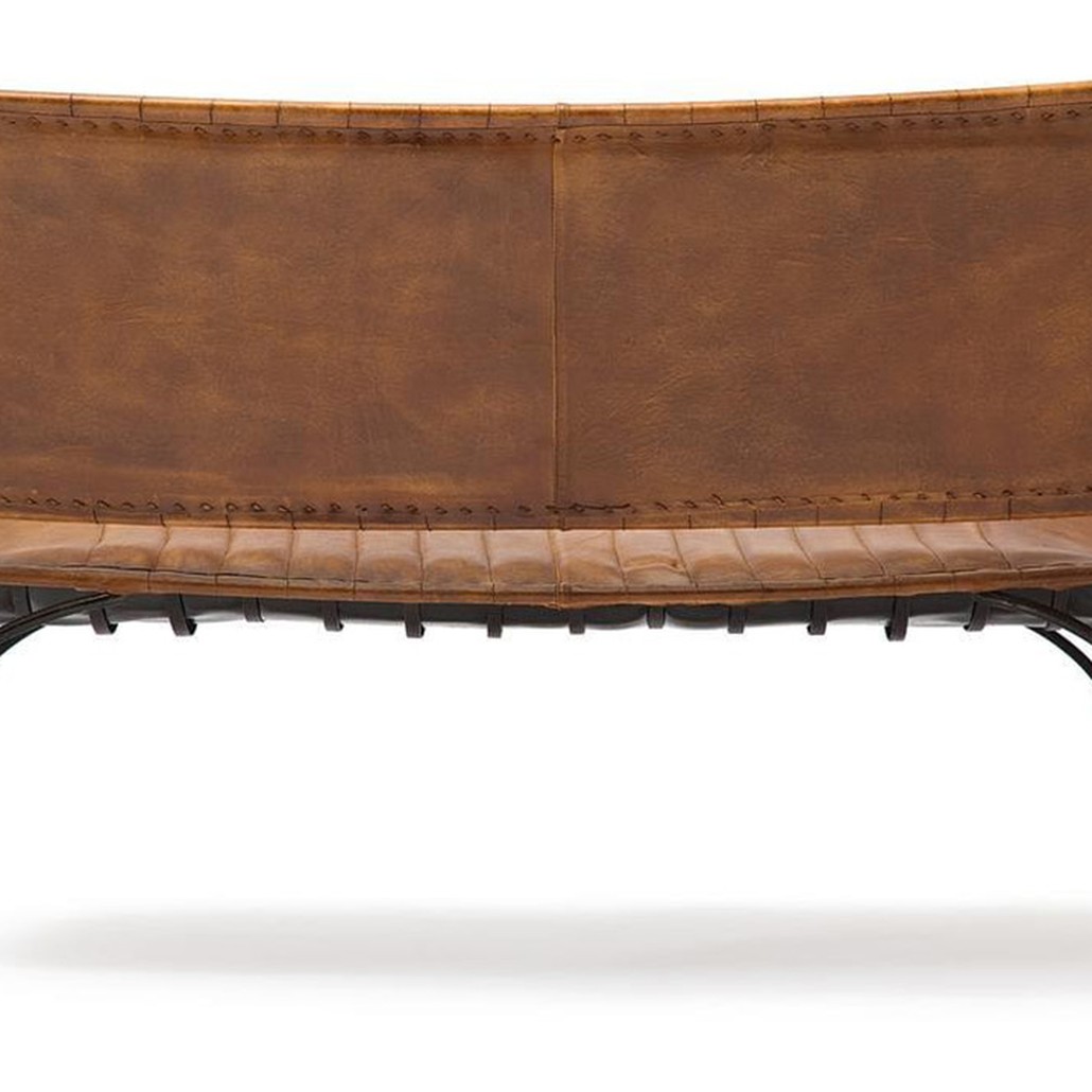 Диван-скамья из натуральной кожи Buffalo Leather Sofa two-seater